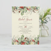 Winter Wedding Floral Berry Vrijgezellenfeest Kaart (Staand voorkant)
