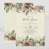 Winter Wedding Floral Berry Vrijgezellenfeest Kaart (Voorkant / Achterkant)