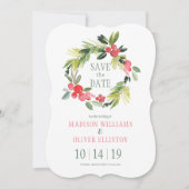 Winter Wedding Floral of Wreath  | Datum opslaan Save The Date (Voorkant)