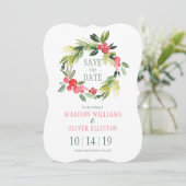 Winter Wedding Floral of Wreath  | Datum opslaan Save The Date (Staand voorkant)