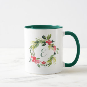 Winter Wedding Floral Waterverf Wreath   Monogram Mok
