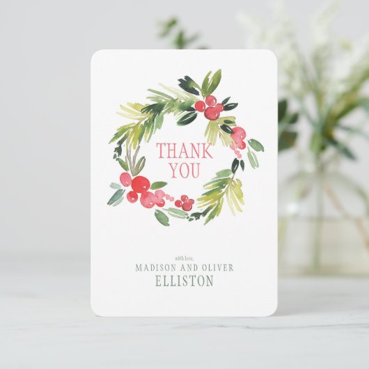 Winter Wedding Floral Wreath  | Dank u wel Bedankkaart (Staand voorkant)