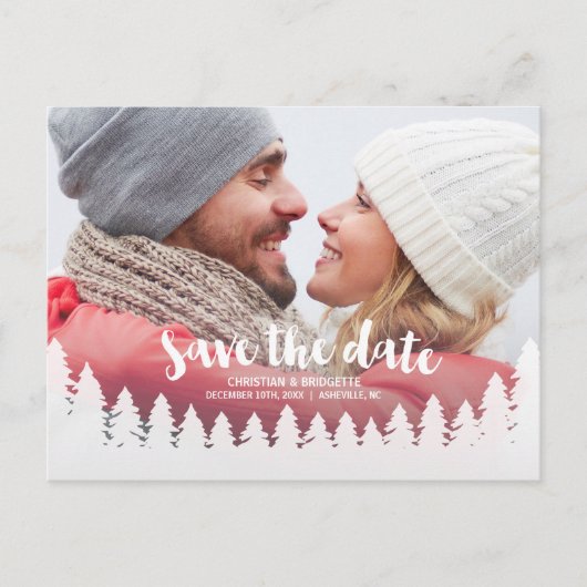 Winter Wedding Foto Save the Date Briefkaart (Voorkant)