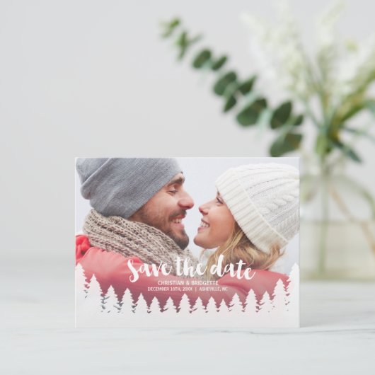 Winter Wedding Foto Save the Date Briefkaart (Staand voorkant)