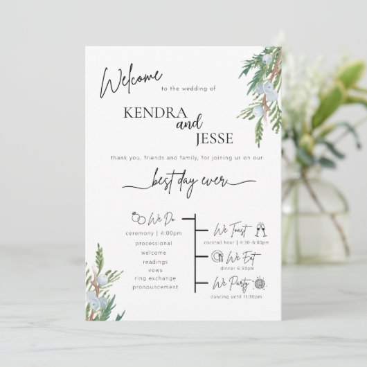 Winter Wedding Frosted Berries Ceremony Programma (Staand voorkant)