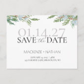 Winter Wedding Frosted Berries Save the Date Aankondigingskaart (Voorkant)