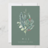 Winter Wedding Greenery QR Code Bewaar de datum Kaart (Achterkant)