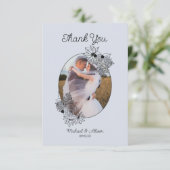 Winter Wedding Hand Drawn Floral Foto Bedankkaart (Staand voorkant)