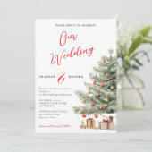 Winter Wedding Holiday Invitation Kaart (Staand voorkant)