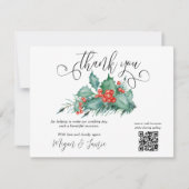 Winter Wedding Holly Berries en Pine Bedankkaart (Voorkant)