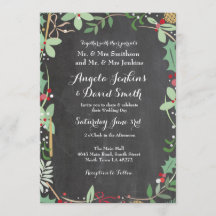 Winter Wedding Holly Chalk Holiday Party Invite