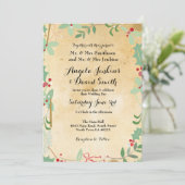 Winter Wedding Holly Paper Holiday Party Invite Kaart (Staand voorkant)