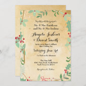 Winter Wedding Holly Paper Holiday Party Invite Kaart (Voorkant / Achterkant)
