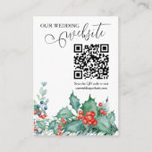 Winter Wedding Holly Pine Website QR Code Informatiekaartje (Voorkant)