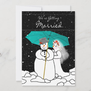WINTER WEDDING INVITATION - SNOWMAN COUPLE KAART