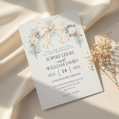 Winter Wedding Invitation with Cream Bow and Flora Kaart