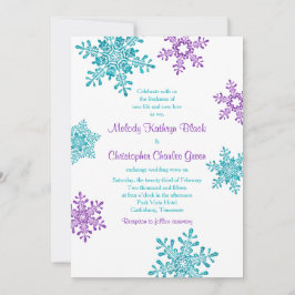 Winter Wedding Invite | Paarse Turquoise Snowflake Kaart