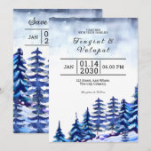 Winter Wedding Kaart Mountain Trees Desi (Voorkant / Achterkant)