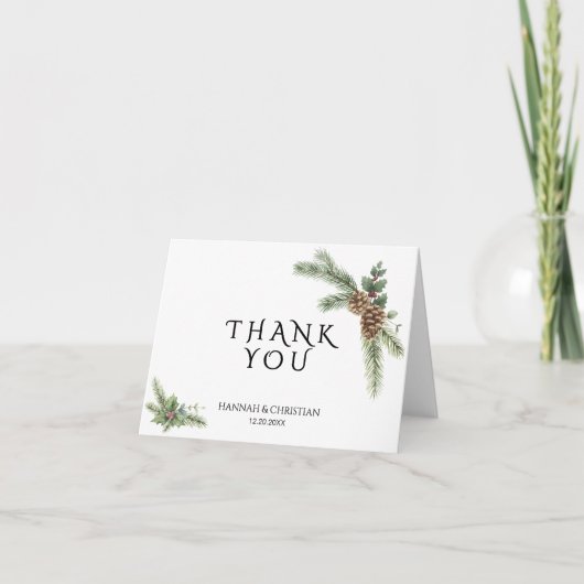 Winter Wedding Krans met Vuurtakken Bedankkaart (Voorkant)