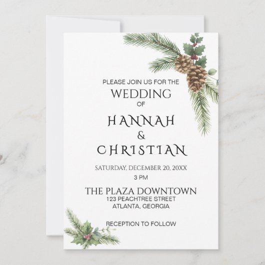 Winter Wedding Krans met Vuurtakken Kaart (Voorkant)