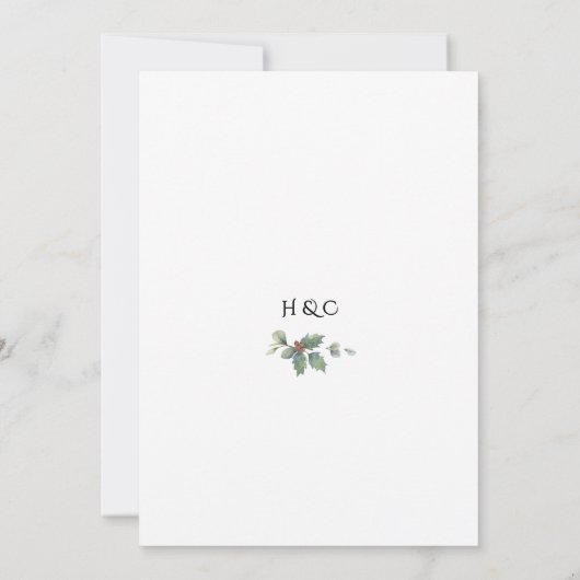 Winter Wedding Krans met Vuurtakken Kaart (Achterkant)