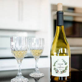 Winter Wedding Krans met Vuurtakken Sparkling Wijnetiket