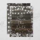 Winter Wedding Lights & Snowflakes Bewaar de datum Aankondigingskaart (Voorkant / Achterkant)