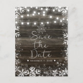 Winter Wedding Lights & Snowflakes Bewaar de datum Aankondigingskaart (Voorkant)