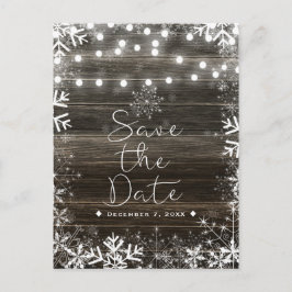 Winter Wedding Lights & Snowflakes Bewaar de datum Aankondigingskaart