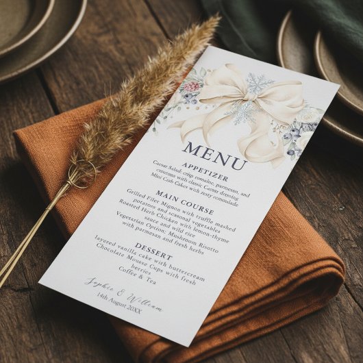 Winter Wedding Menu – Cream, Bow & Floral