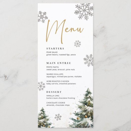 Winter Wedding Menu Kerst Trouwdiner Menu (Voorkant)