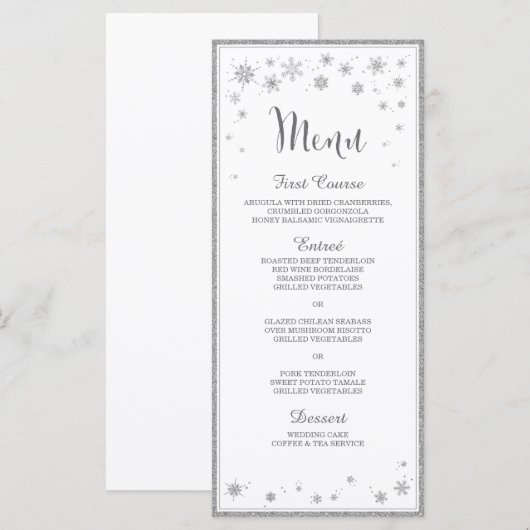 Winter Wedding Menu / Snowflake Wedding Menu (Voorkant / Achterkant)