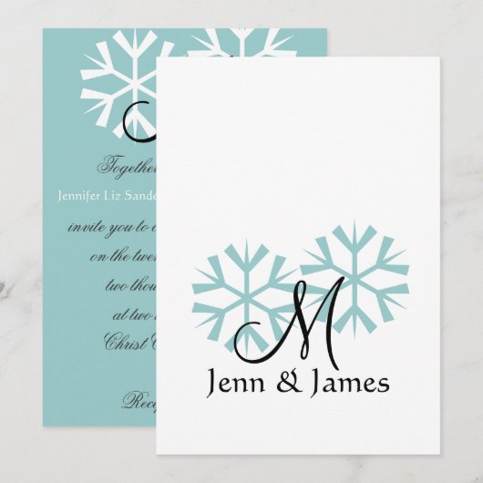Winter Wedding Monogram Weddenschappen Kaart (Voorkant / Achterkant)