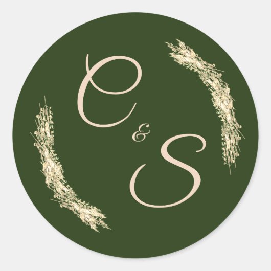 Winter Wedding Monogrammed Briefpapier Sticker (Voorkant)