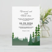 Winter Wedding Mountain Trees Invitation Kaart (Staand voorkant)