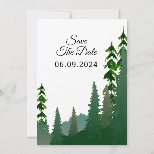 Winter Wedding Mountain Trees Invitation Kaart (Achterkant)