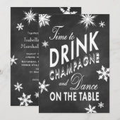 Winter Wedding nodigt tijd uit om Champagne te Dri Kaart (Voorkant / Achterkant)