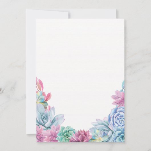 Winter Wedding Pastels Succulent Party Uitnodiging (Achterkant)