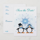 Winter Wedding Penguins Save the Date (Voorkant / Achterkant)