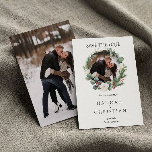 Winter Wedding Photo Save the Date Kaart