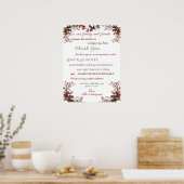 Winter Wedding Pine Cones Holly Red Berries Poster (Keuken)