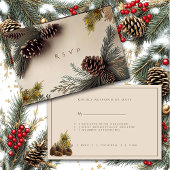 Winter Wedding Pine Cones Pine Naalden RSVP Kaartje