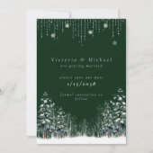 Winter Wedding Pine Trees Snowflakes Save The Date (Voorkant)