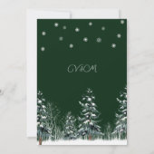 Winter Wedding Pine Trees Snowflakes Save The Date (Achterkant)