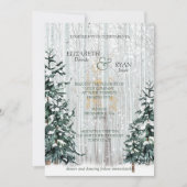 Winter Wedding Pine Trees White Birch Forest Kaart (Voorkant)