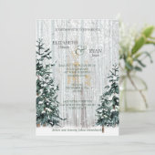 Winter Wedding Pine Trees White Birch Forest Kaart (Staand voorkant)