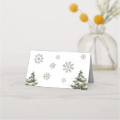 Winter Wedding Place Card Kerstbruiloft Plaatskaartje (Achterkant)