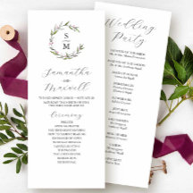 Winter Wedding Programma's Waterverf & Ink Botanic