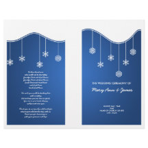 Winter Wedding Programme Snowflake Decoration Blue
