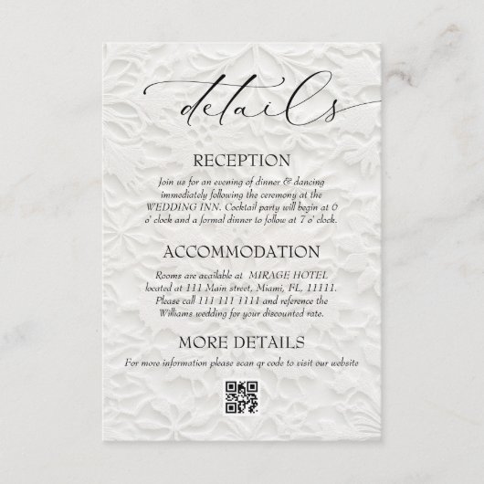 Winter Wedding QR Code Details Informatiekaartje (Voorkant)